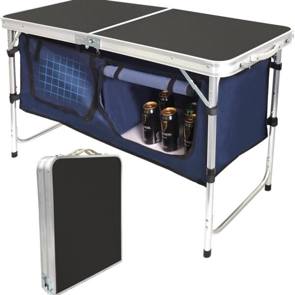 Aluminum Camping Table with Storage Compartment
