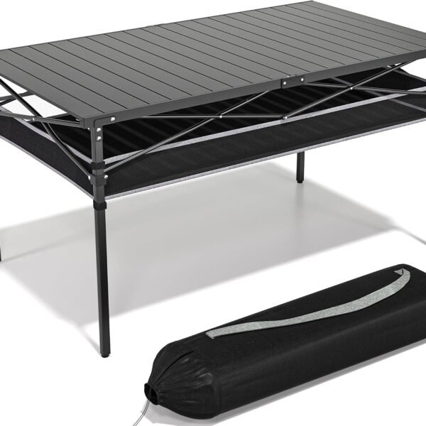 Lightweight Aluminum Camping Table with Storage