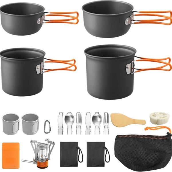 15-Piece Camping Cookware Set with Storage Bag