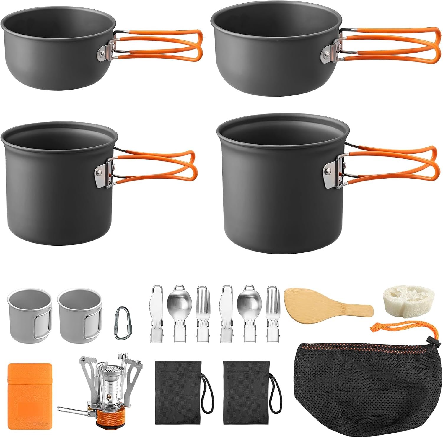 15-Piece Camping Cookware Set with Storage Bag