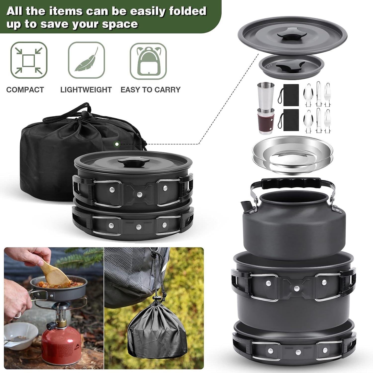 14-Piece Foldable Outdoor Cookware Set - Image 2