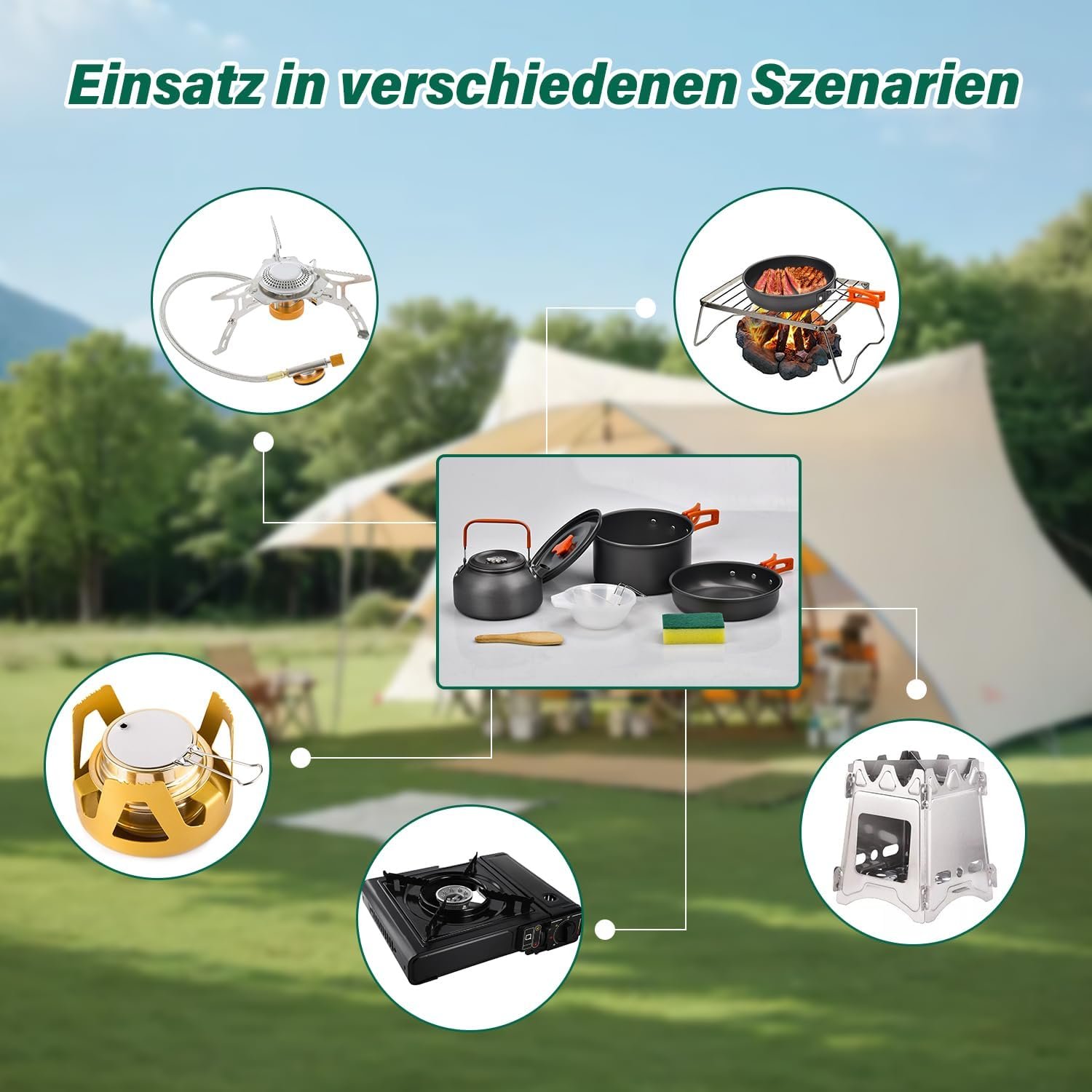 13-Piece Foldable Outdoor Cookware Set