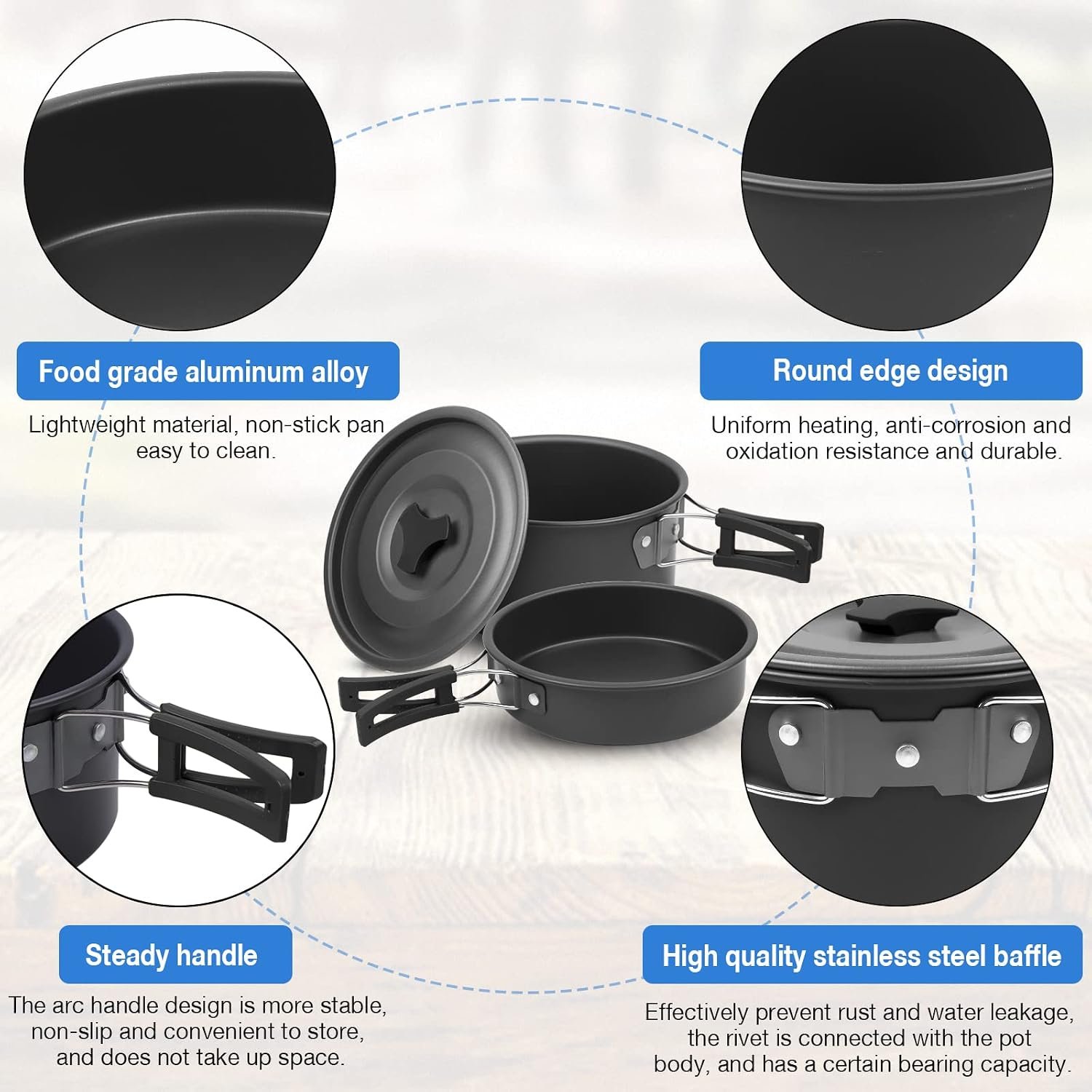 12-Piece Portable Aluminum Camping Cookware Set - Image 2