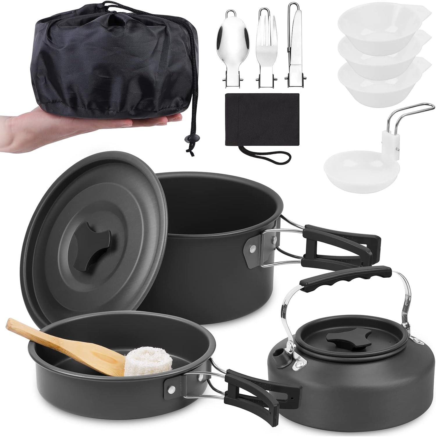 12-Piece Portable Aluminum Camping Cookware Set