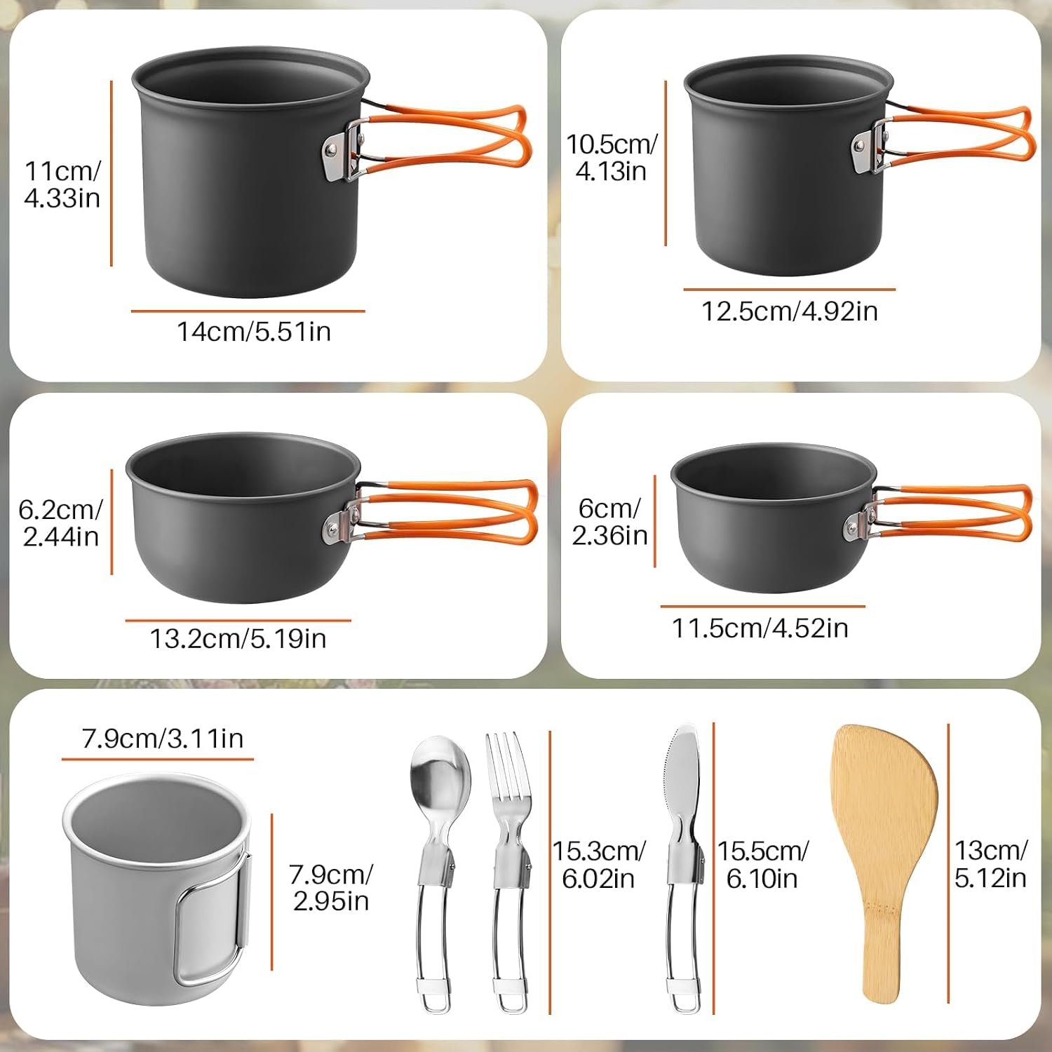 15-Piece Camping Cookware Set with Storage Bag - Image 2