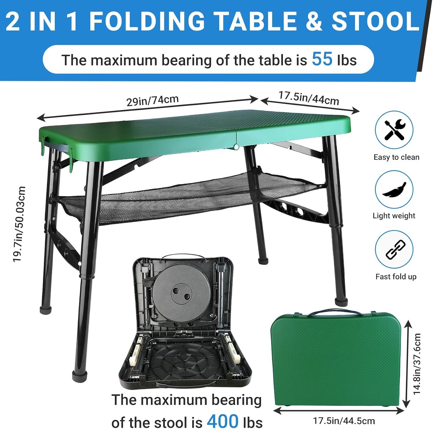 Portable Folding Camping Table and Stool Set - Image 2