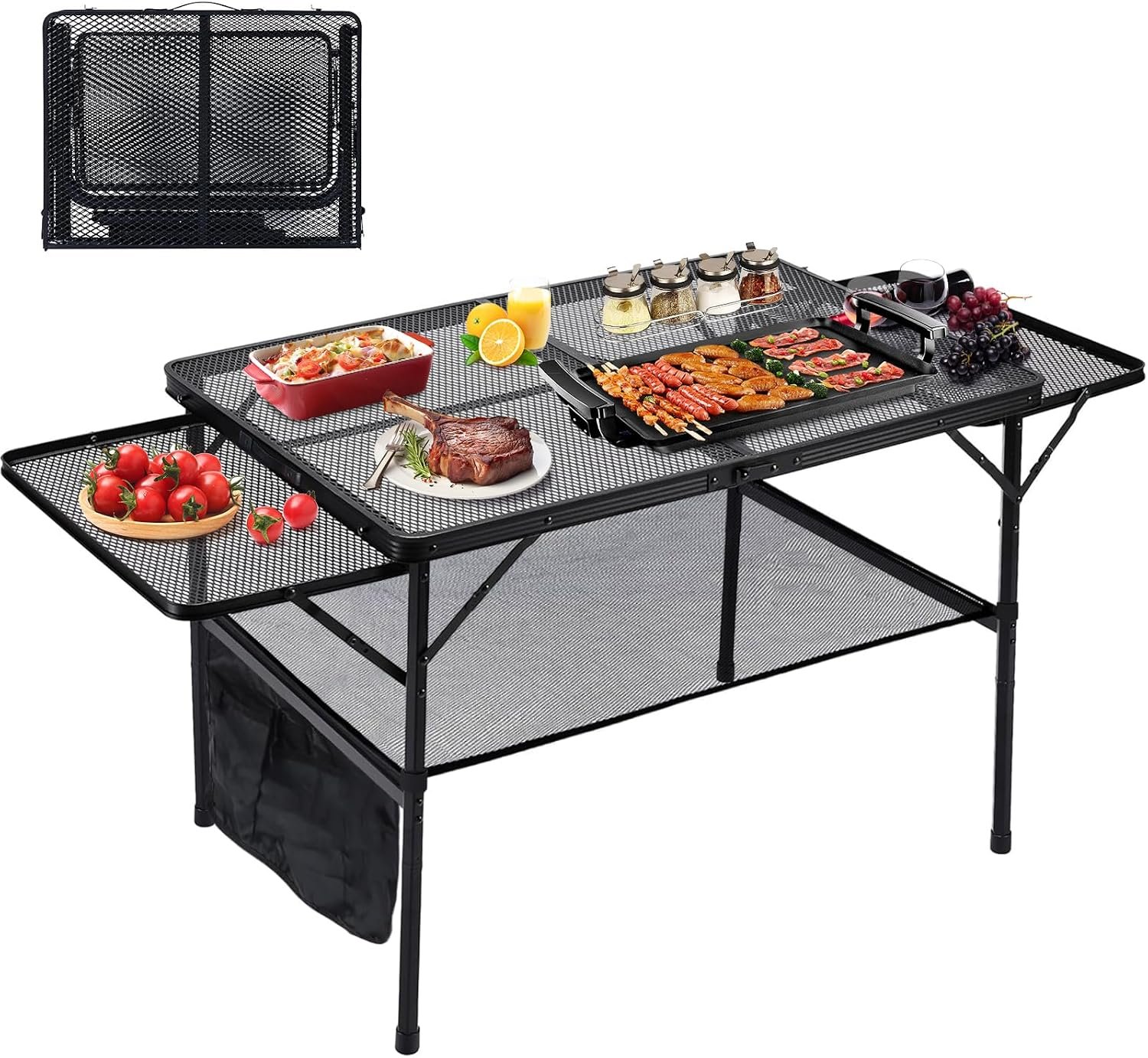 4.4ft Adjustable Folding Grill Camping Table