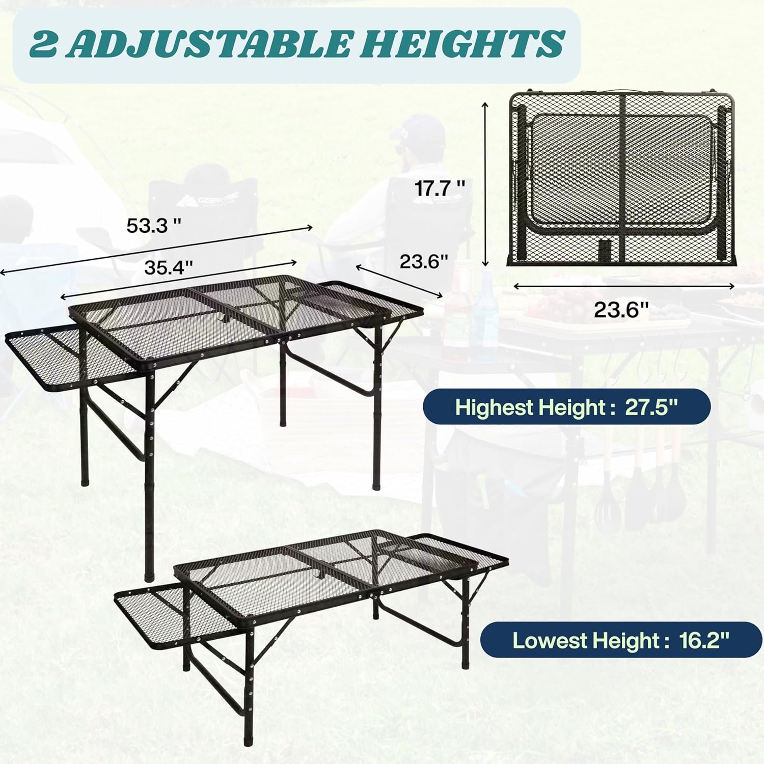 3x2ft Folding Camping Table with Accessories - Image 2