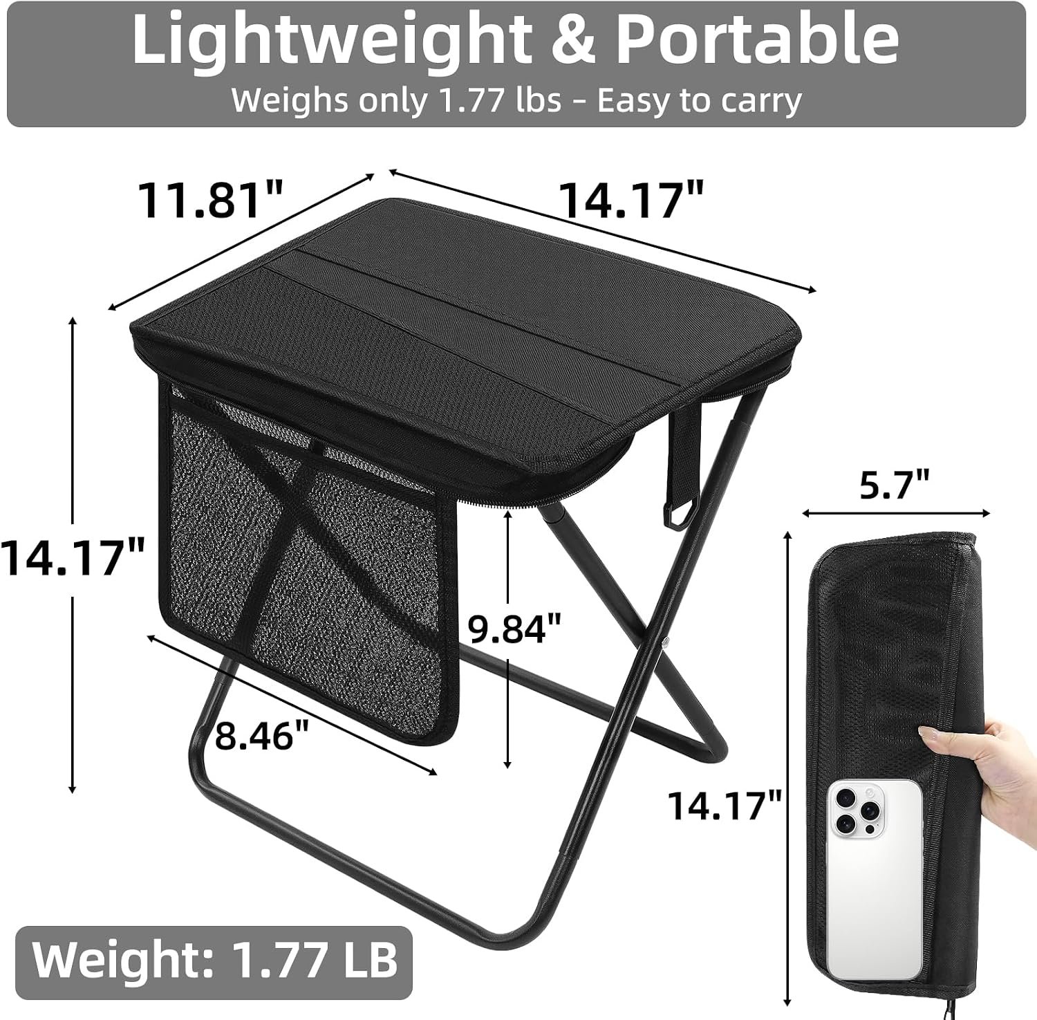 Lightweight Folding Stool with Side Pocket - Image 2