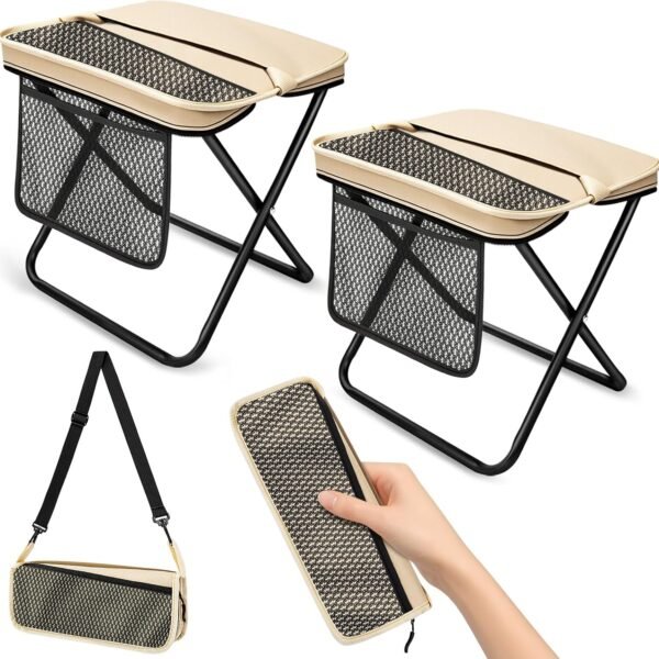 Portable Folding Stools with Side Pockets