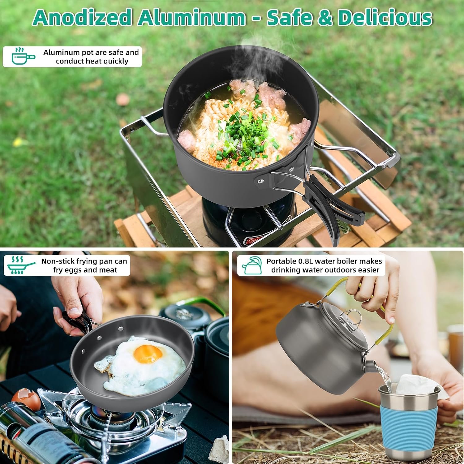 Portable Non-Stick Camping Cookware Set - Image 2