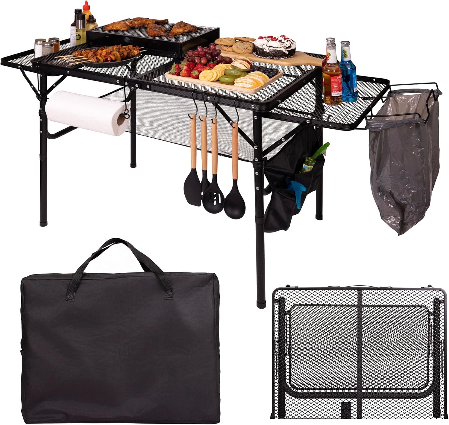 3x2ft Folding Camping Table with Accessories