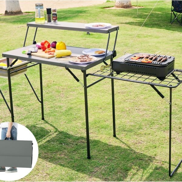Folding Grill Camping Table with Stove Stand